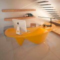 Contemporary design office desk Sinuous, handmade in Italy