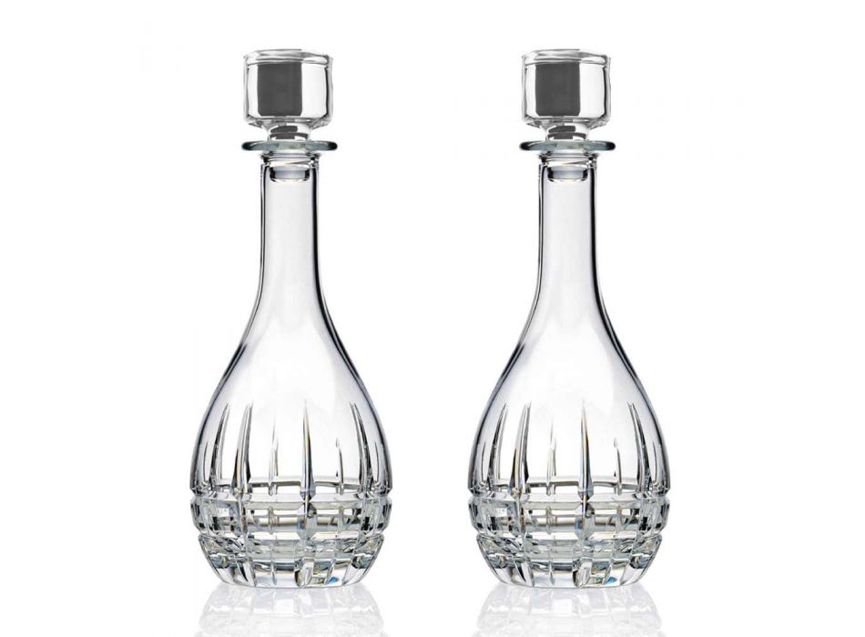 2 Bottles with Round Design Wine Stopper in Decorated Crystal - Fiucco