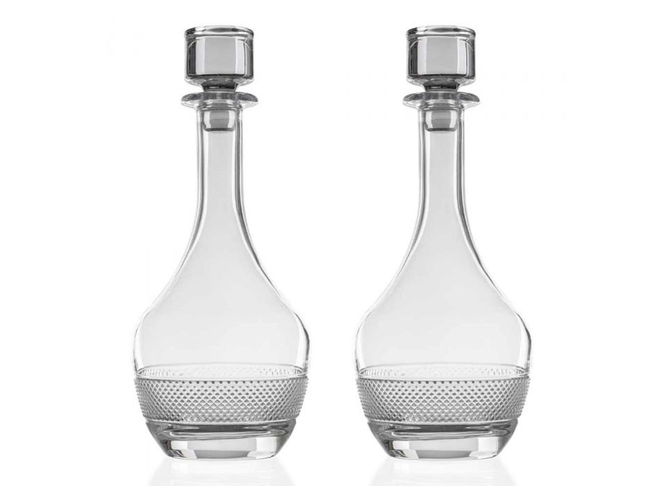 2 Wine Bottles with Round Design Ecological Crystal Lid - Milito