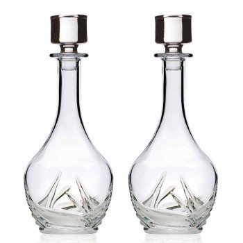 2 Eco Crystal Wine Bottles with Round Design Lid and Decorations - Advent