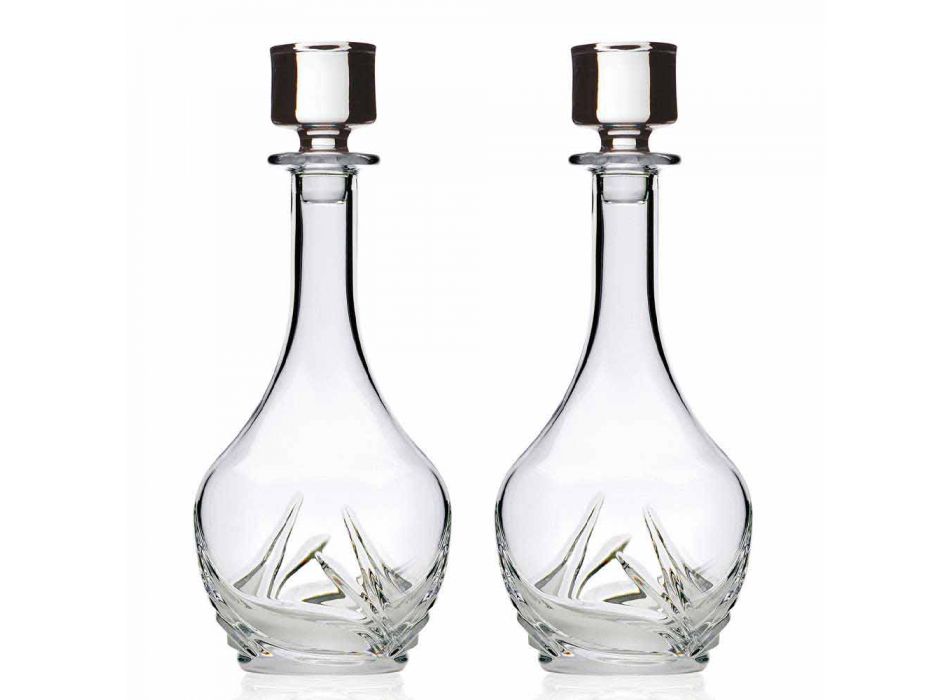 2 Eco Crystal Wine Bottles with Round Design Lid and Decorations - Advent
