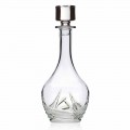 2 Crystal Wine Bottles with Round Design and Decorations, Luxury Line - Avvento