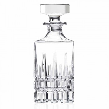 2 Whiskey Bottles with Crystal Cap Square Design with Cap - Fiucco