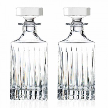 2 Crystal Whiskey Bottles with Manual Grinding Made in Italy - Voglia