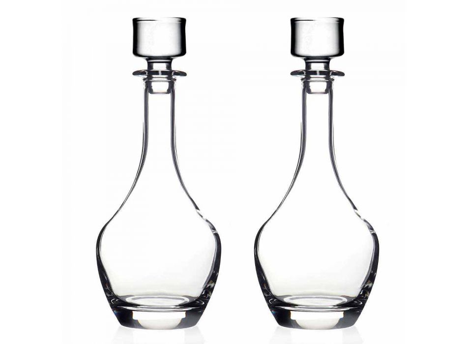 2 Bottles for Wines in Ecological Crystal Italian Minimal Design - Smooth