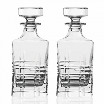2 Whiskey Bottles with Crystal Decorated Square Design Cap - Arrhythmia