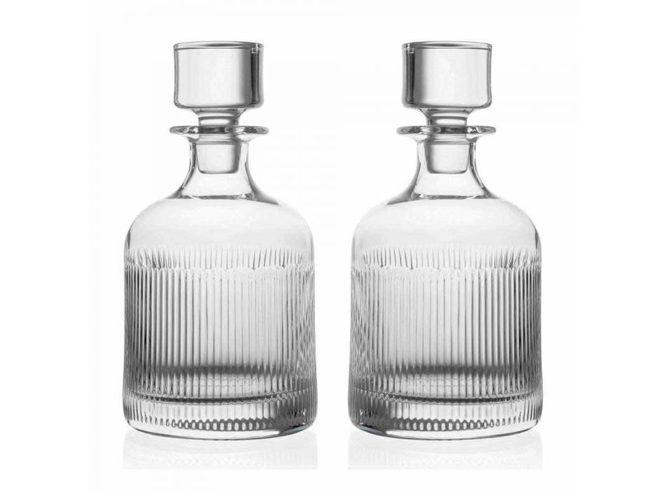 2 Whiskey Bottles with Eco-Friendly Crystal Cap Vintage Design - Tactile