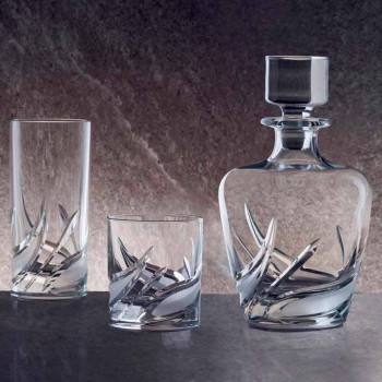 2 Crystal Whiskey Bottles with Luxury Decorated Design Cap - Advent