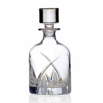 2 Whiskey Bottles with Cylindrical Design Cap in Eco Crystal - Montecristo