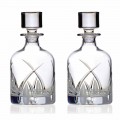 2 Whiskey Bottles with Cylindrical Design Cap in Eco Crystal - Montecristo