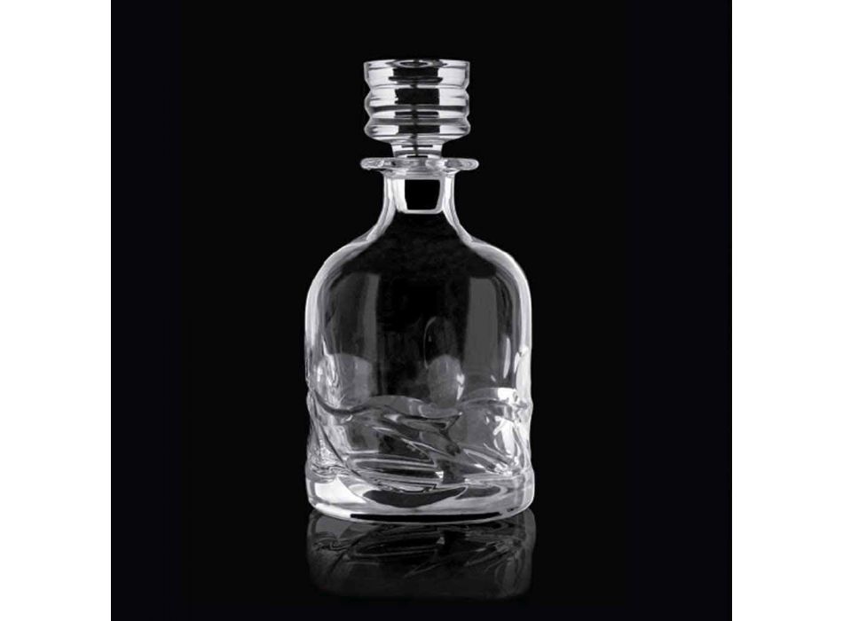 2 Eco Decorated Crystal Whiskey Bottles and Luxury Design Cap - Titanium