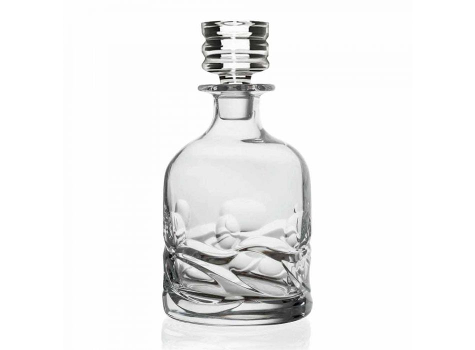 2 Eco Decorated Crystal Whiskey Bottles and Luxury Design Cap - Titanium