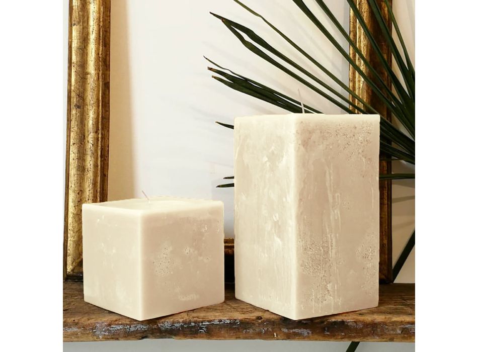 2 Square Candles of Different Sizes in Wax Made in Italy - Adelle