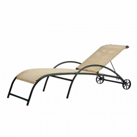 2 Stackable Outdoor Chaise Longues in Metal and Fabric Made in Italy - Perlo Viadurini