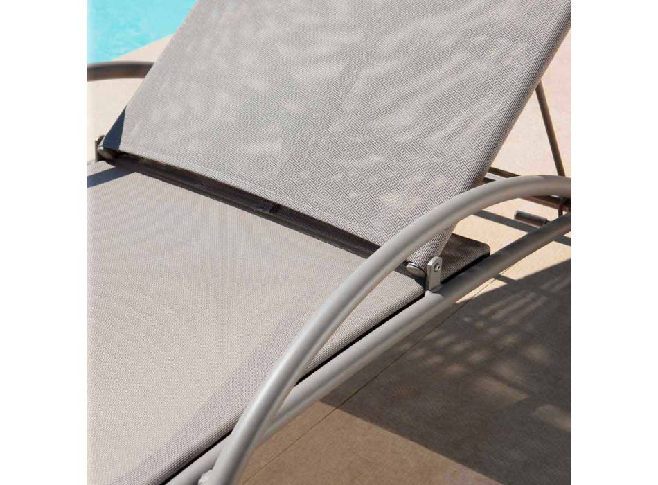 2 Stackable Outdoor Chaise Longues in Metal and Fabric Made in Italy - Perlo
