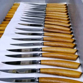 2 Steak Knives with Handle in Ox Horn or Wood Made in Italy - Marino