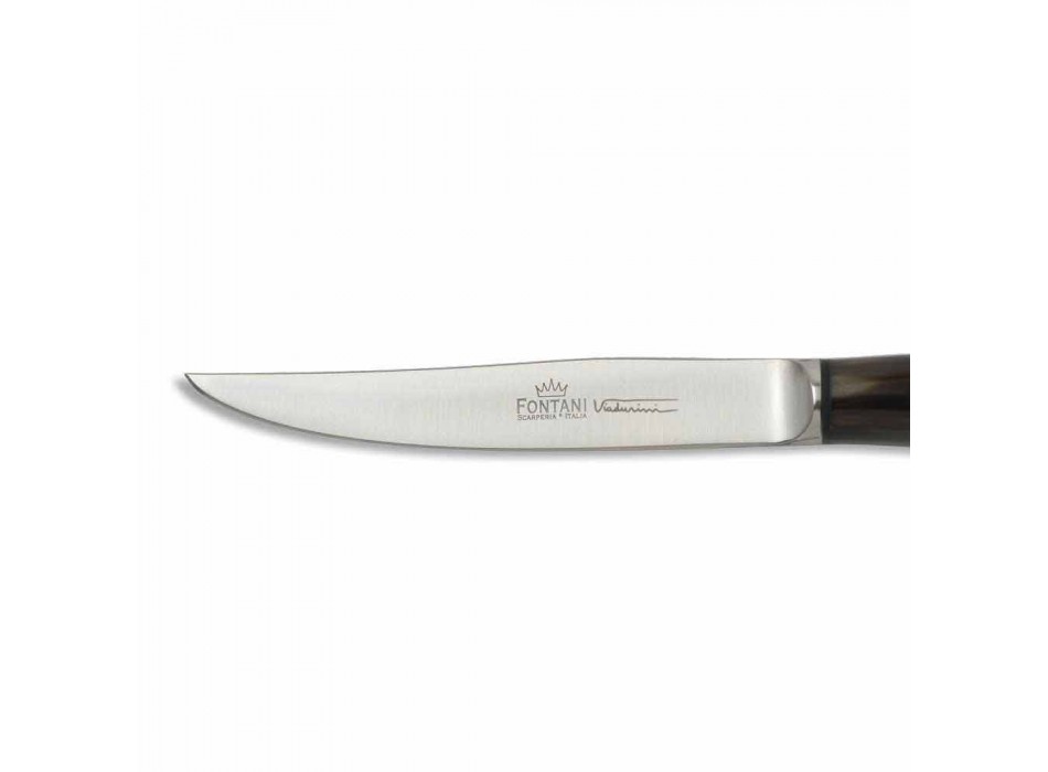 2 Steak Knives with Horn or Wood Handle Made in Italy - Marino