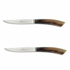2 Steak Knives with Horn or Wood Handle Made in Italy - Marino Viadurini