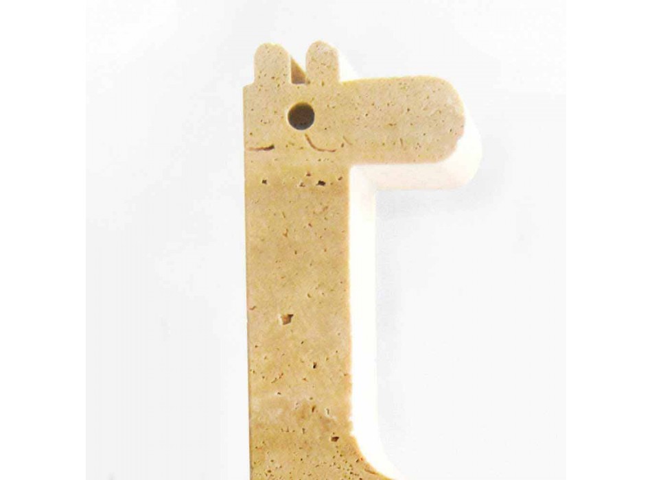 2 Bookends in Travertine Marble in the shape of a Giraffe Made in Italy - Morra