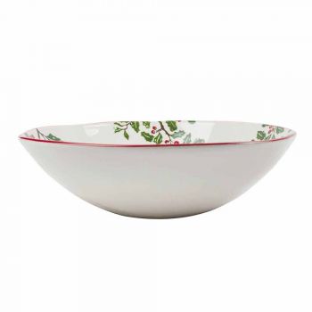 2 Salad Bowls with Christmas Decorations in Porcelain Serving Plates - Butcher's Broom
