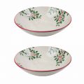 2 Salad Bowls or Serving Plates with Christmas Decorations in Porcelain - Pungitopo