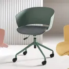 2 180° Swivel Armchairs with Fabric-Upholstered Polypropylene Seat - Renza Viadurini