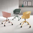 2 180° Swivel Armchairs with Fabric-Upholstered Polypropylene Seat - Renza Viadurini