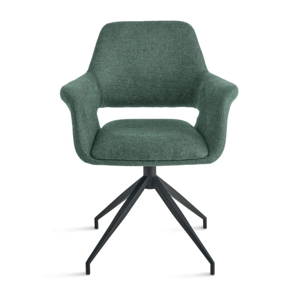 2 180° Swivel Armchairs Upholstered in Fabric and Metal Frame - Ivana Viadurini