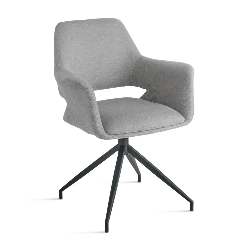 2 180° Swivel Armchairs Upholstered in Fabric and Metal Frame - Ivana Viadurini