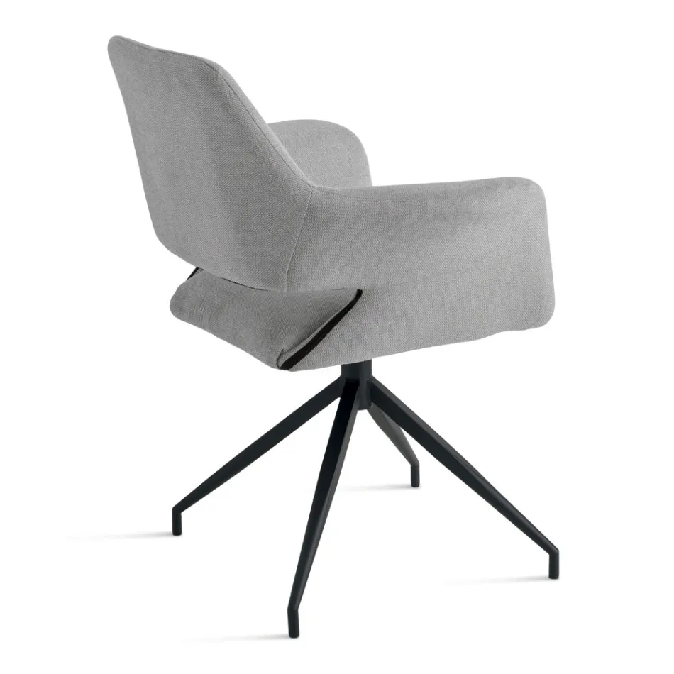 2 180° Swivel Armchairs Upholstered in Fabric and Metal Frame - Ivana Viadurini