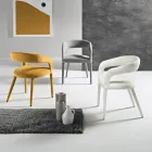 2 Upholstered Armchairs in Bouclè Fabric with Covered Frame - Domenica Viadurini