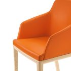 2 Armchairs in Orange Faux Leather and Ash Legs Made in Italy - Mirror Viadurini