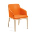 2 Armchairs in Orange Faux Leather and Ash Legs Made in Italy - Mirror