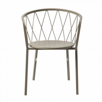 2 Outdoor Armchairs in Painted Metal Stackable Made in Italy - Adia