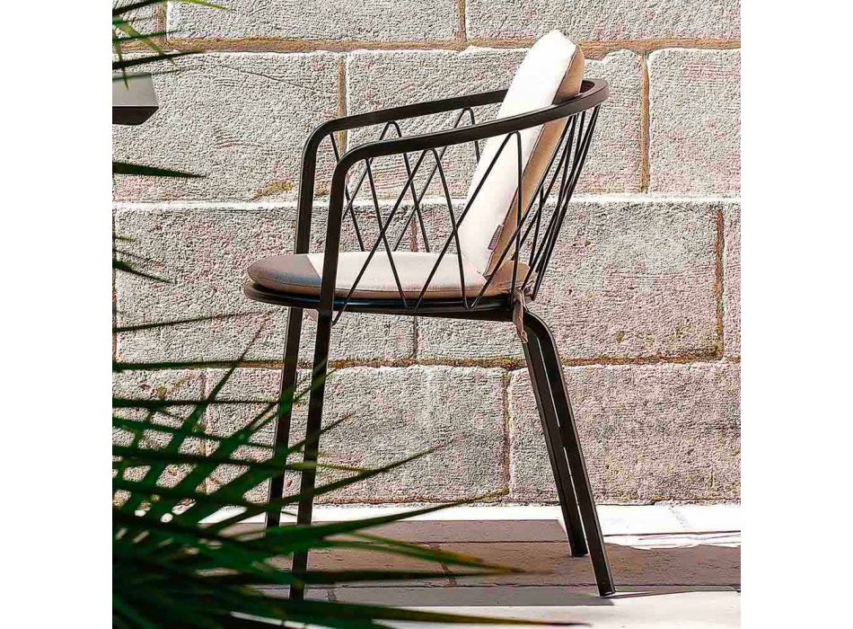 2 Outdoor Armchairs in Painted Metal Stackable Made in Italy - Adia Viadurini