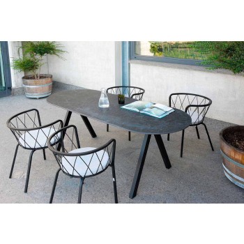 2 Outdoor Armchairs in Painted Metal Stackable Made in Italy - Adia