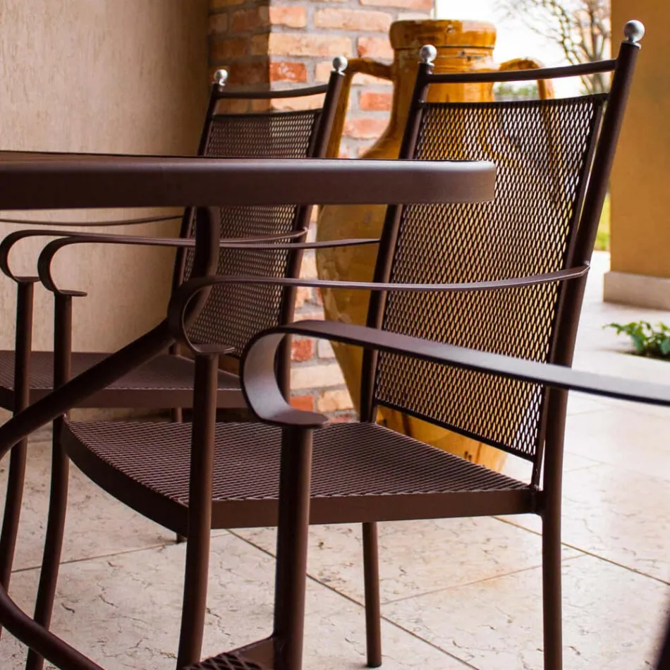 2 Classically Designed Metal Garden Armchairs Made in Italy - Solis Viadurini