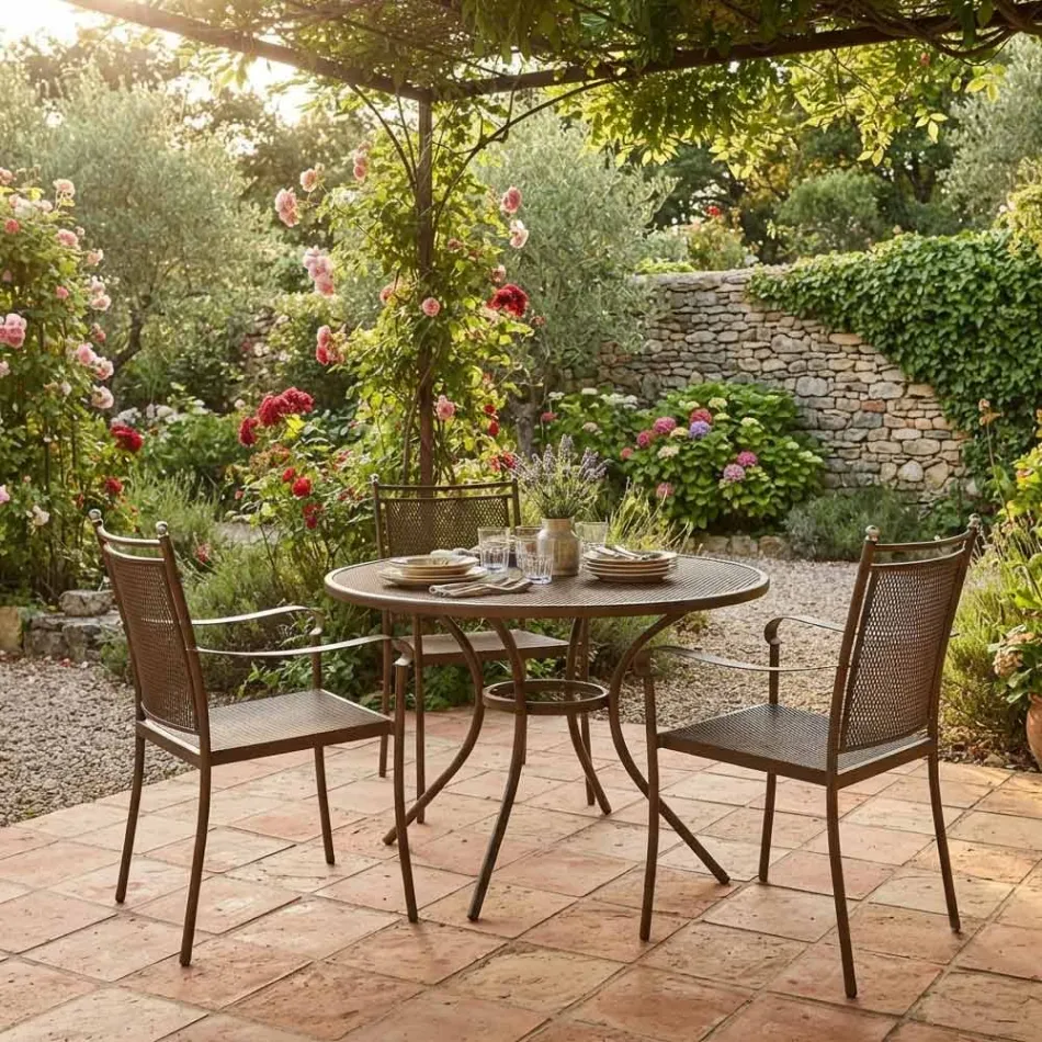 2 Classically Designed Metal Garden Armchairs Made in Italy - Solis Viadurini