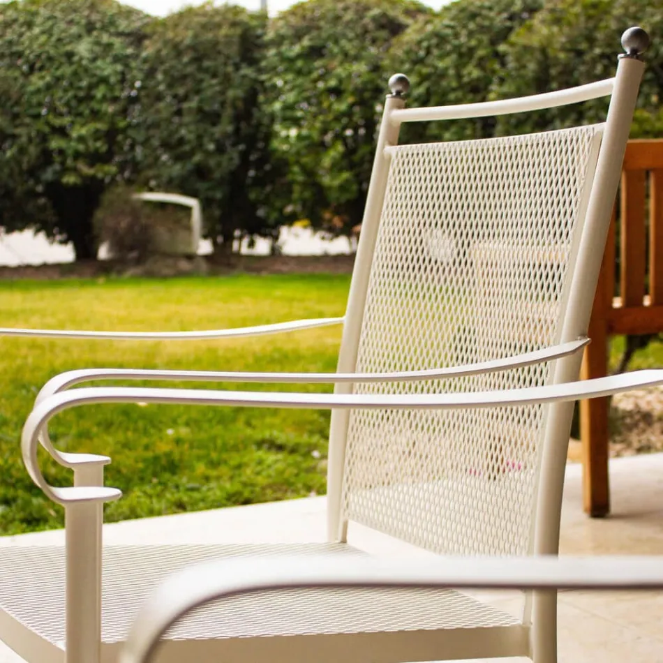2 Classically Designed Metal Garden Armchairs Made in Italy - Solis Viadurini