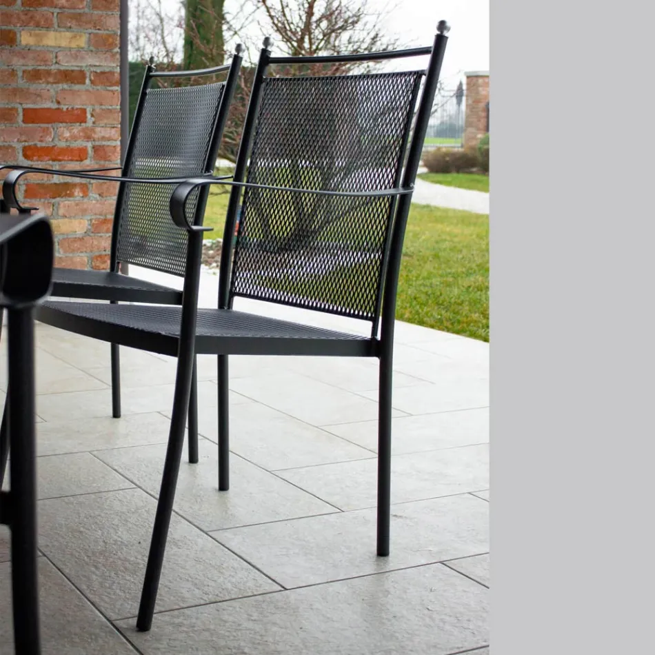 2 Classically Designed Metal Garden Armchairs Made in Italy - Solis Viadurini