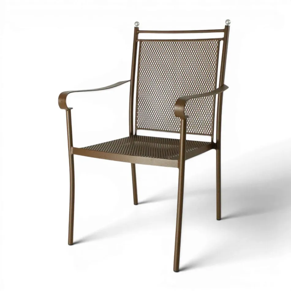 2 Classically Designed Metal Garden Armchairs Made in Italy - Solis Viadurini