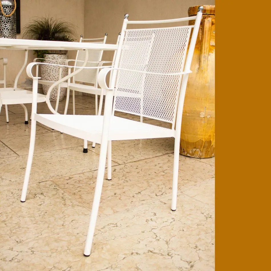 2 Classically Designed Metal Garden Armchairs Made in Italy - Solis Viadurini