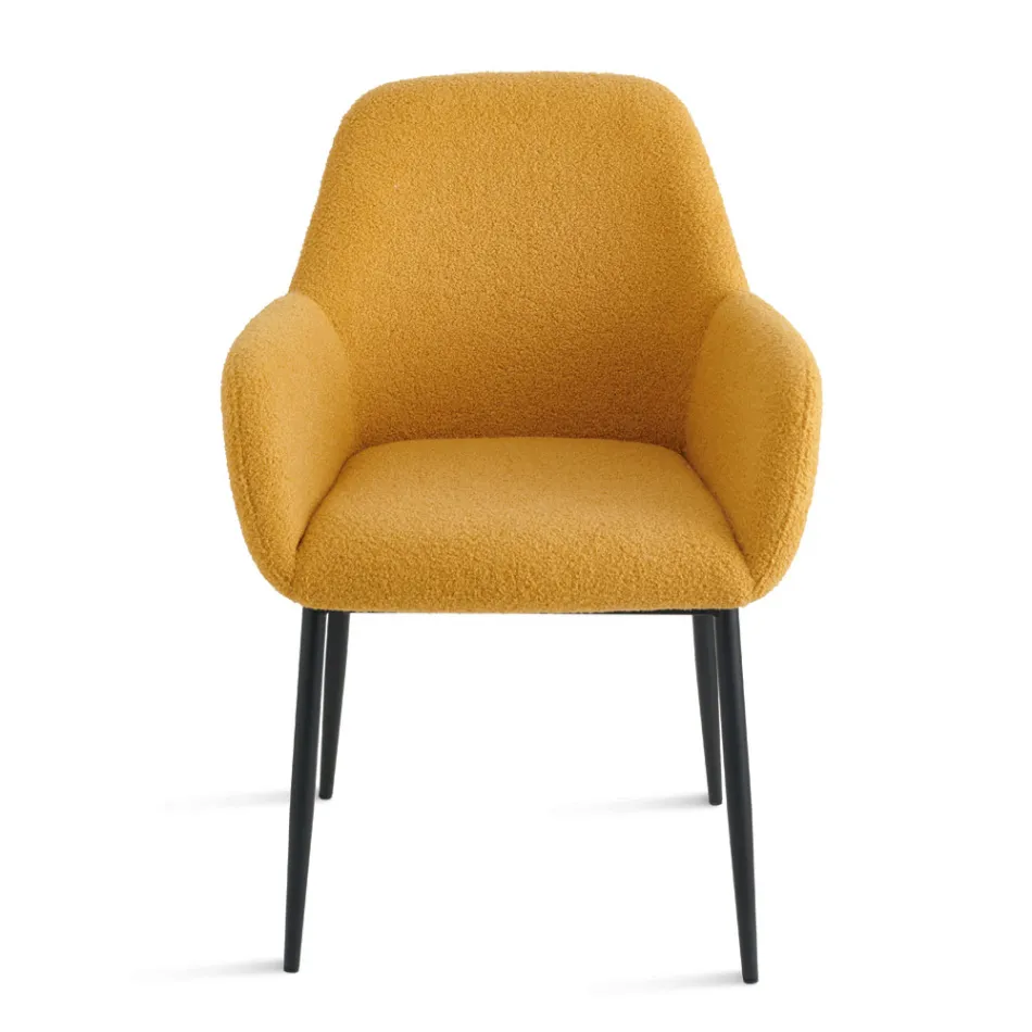 2 Bouclè Fabric Armchairs in Different Colors and Metal Frame - Teodora Viadurini