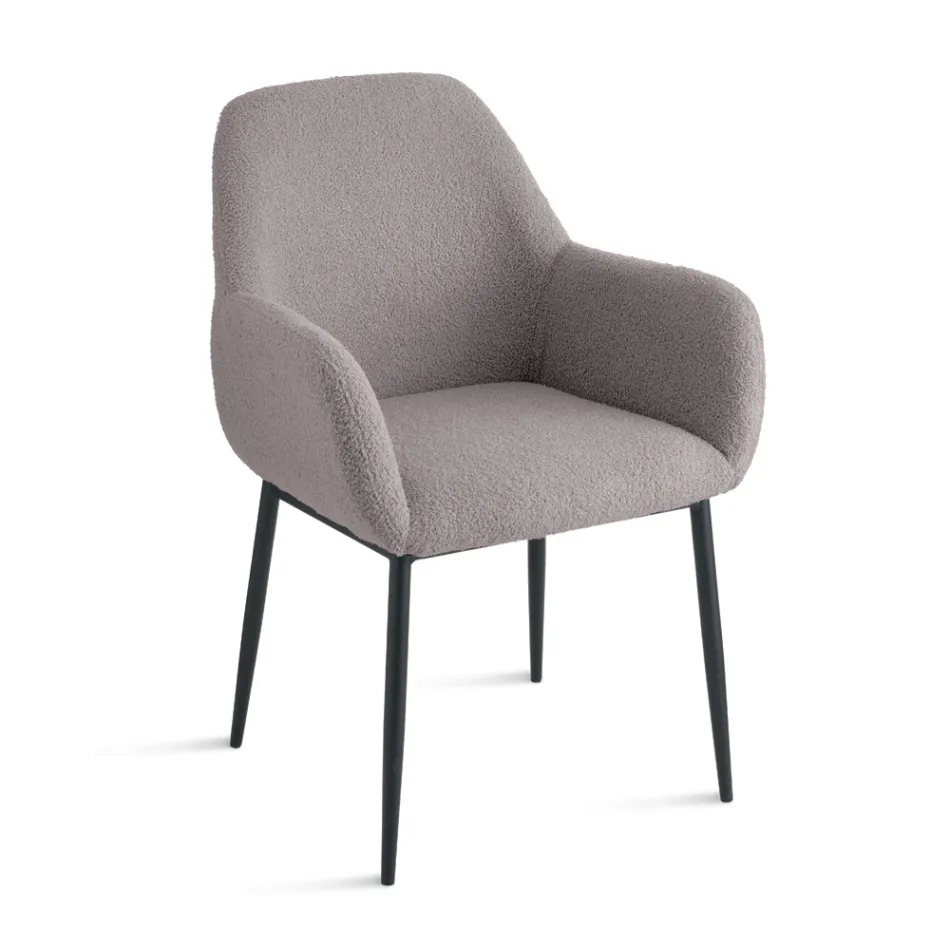 2 Bouclè Fabric Armchairs in Different Colors and Metal Frame - Teodora Viadurini