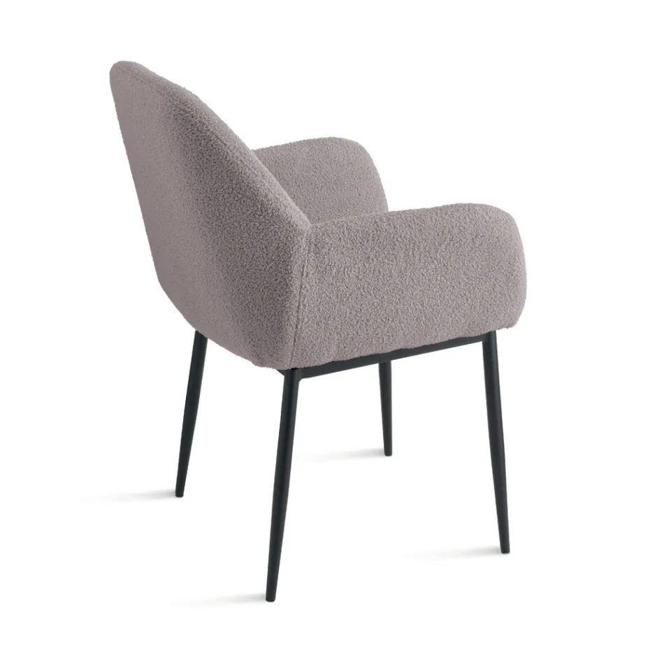 2 Bouclè Fabric Armchairs in Different Colors and Metal Frame - Teodora Viadurini