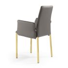 2 Chairs with Armrests in Anthracite Leather and Gold Steel Made in Italy - Cadente Viadurini