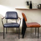 2 Chairs with Armrests in Leatherette Vintage Effect Homemotion - Clare Viadurini
