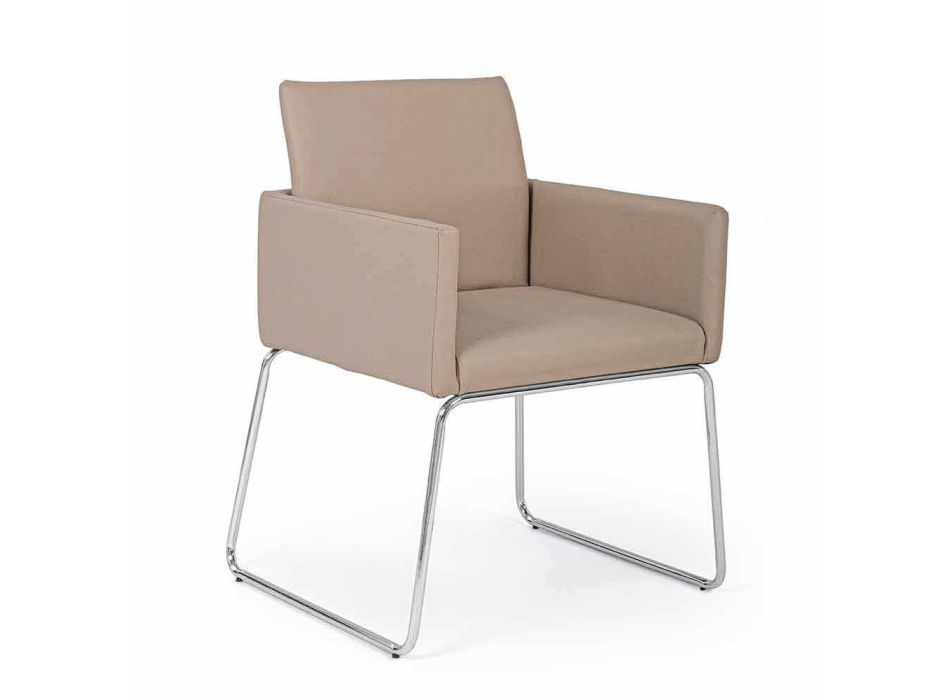 2 Chairs with Armrests Covered in Leatherette Modern Design Homemotion - Farra