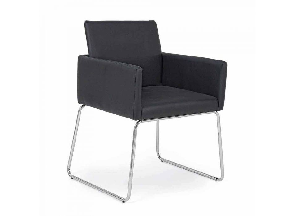 2 Chairs with Armrests Covered in Leatherette Modern Design Homemotion - Farra Viadurini