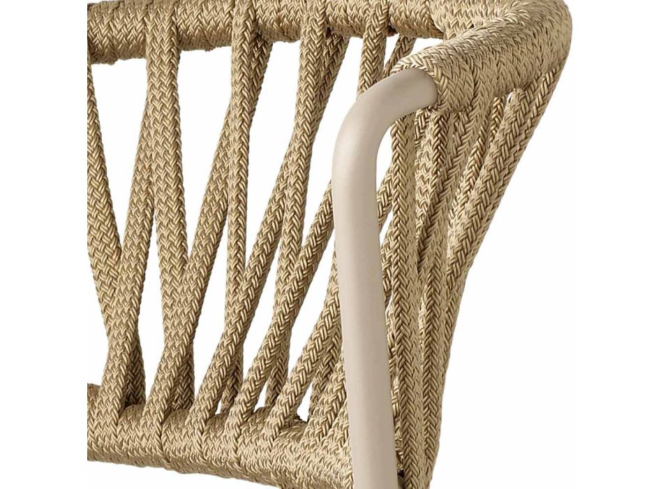 2 Outdoor Chairs with Seat and Backrest in Nautical Rope Made in Italy - Lisafilo Viadurini